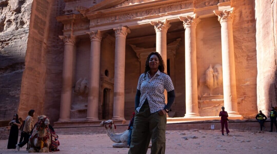 In the shadow of ancient grandeur, the film director and presenter, Dayvee Sutton, stops to take in the moment of being at one of the seven wonders of the world.